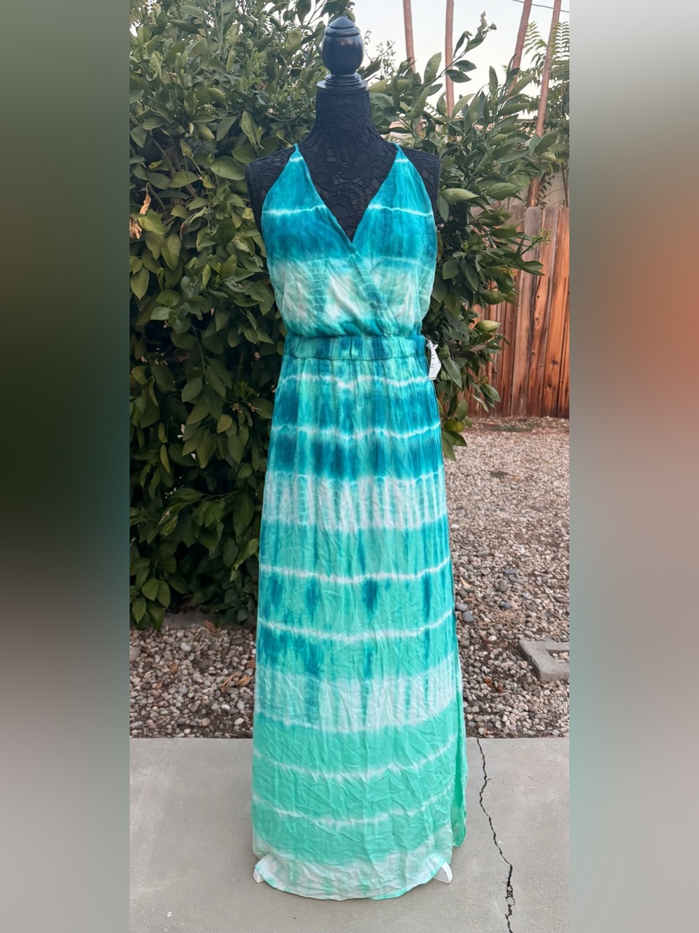 YFB NWT Tie-Dye Halter Maxi Dress in Turquoise & Teal